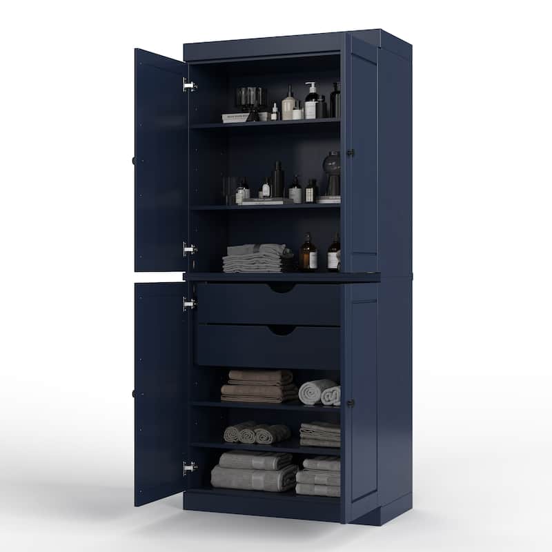 Palace Imports 100% Solid Wood 32" Bathroom Cabinet with Solid Doors, 2-Drawers and Adjustable Shelves