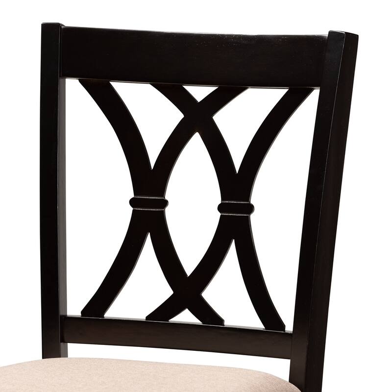 Calista Modern and Contemporary Fabric Upholstered and Brown Finished Wood 2-Piece Bar Stool Set