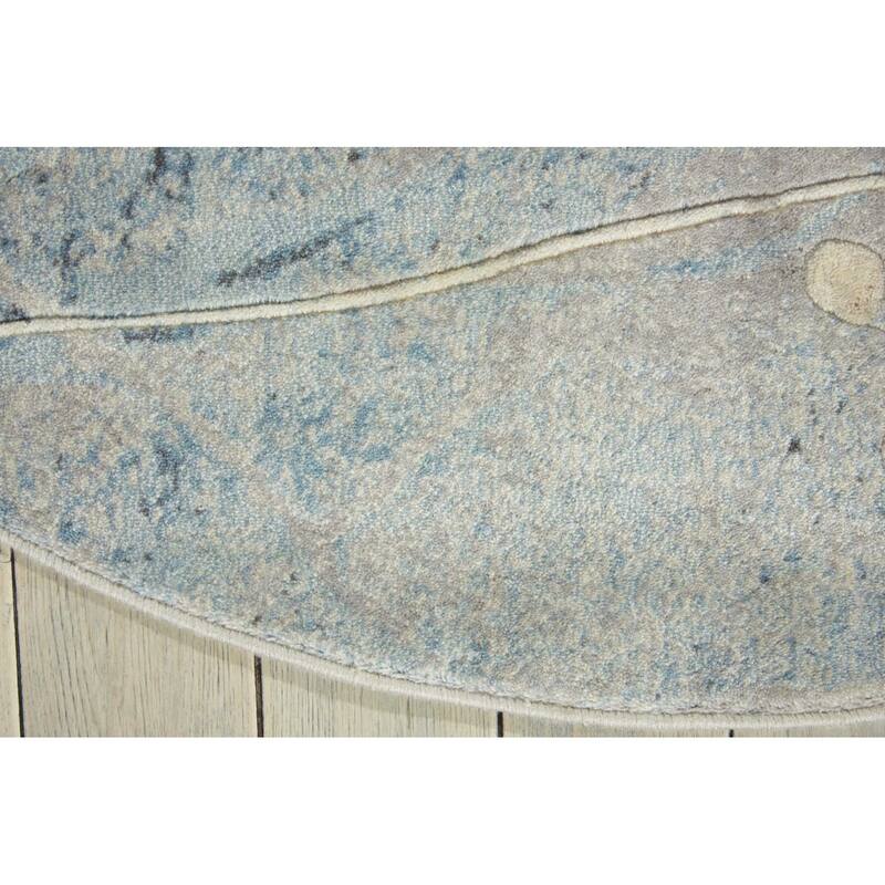 Caki Power Loomed Geometric Floral Area Rug By HomeRoots - 6' Round