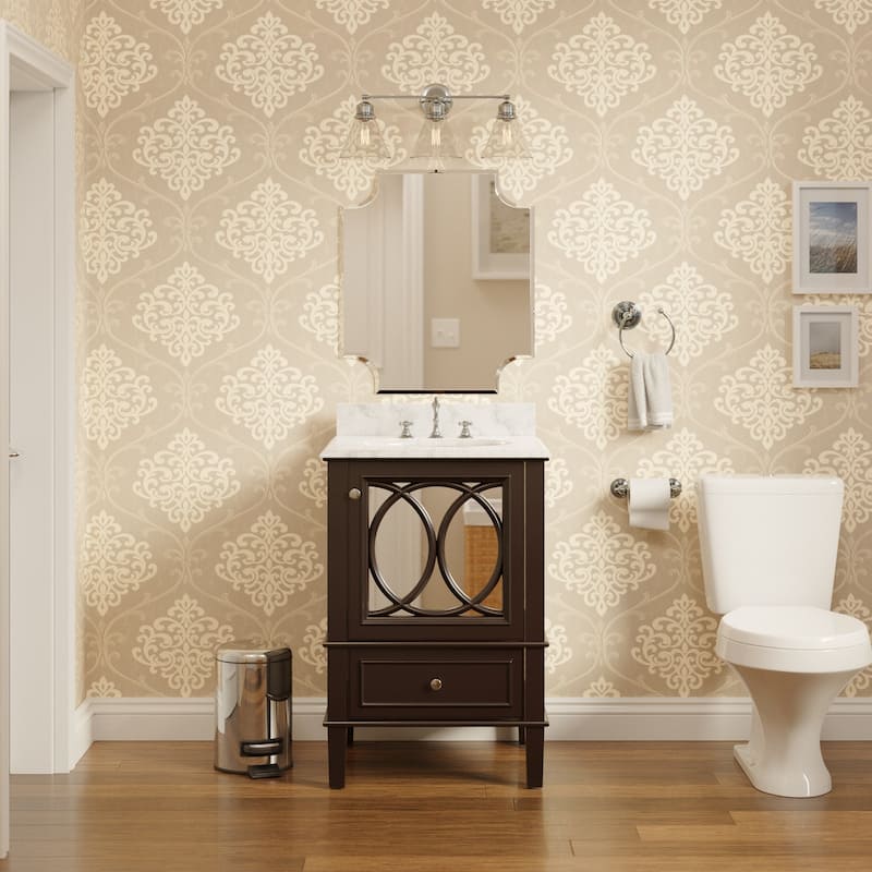 KitchenBathCollection Olivia 24" Bathroom Vanity with Carrara Marble Top