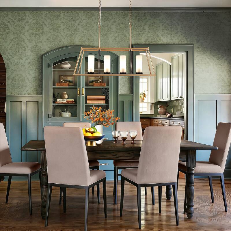 Modern Glam 4-Light Gold Linear Chandeliers Kitchen Island Lights for Dining Room - 28.5"L x 9"W x 19.5"H