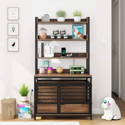 Moasis 4 Tier Storage rack Pet Crate Dog Cage Furniture with Power Outlet