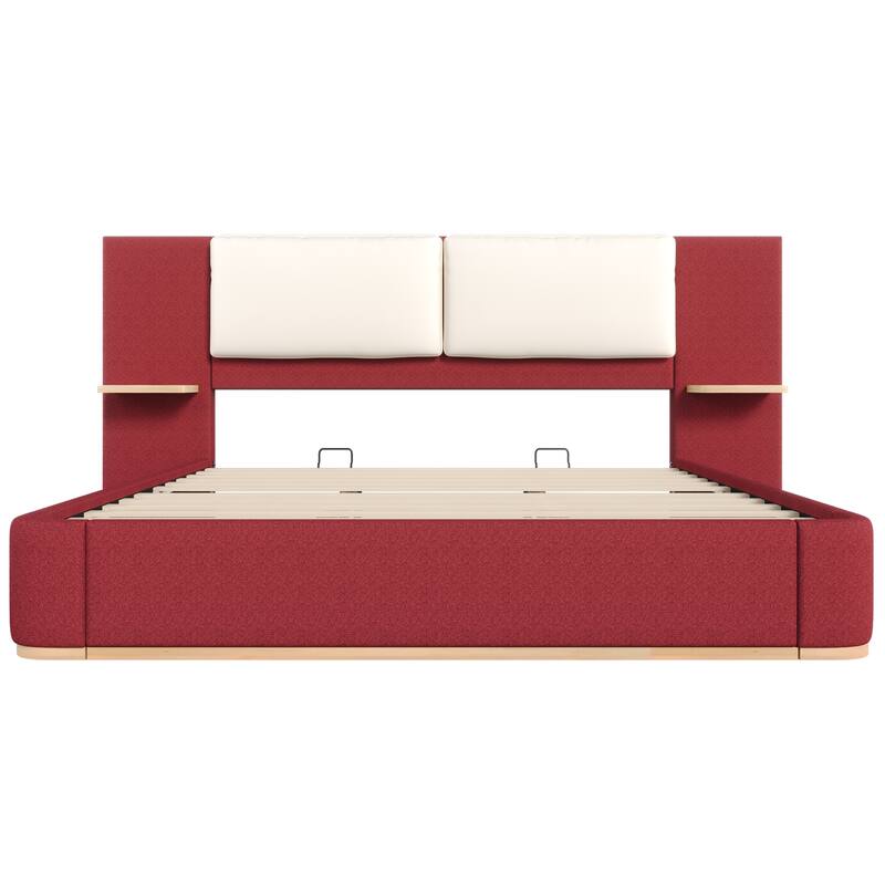 Upholstered Platform Bed with Panel, Soft Rounded Corners