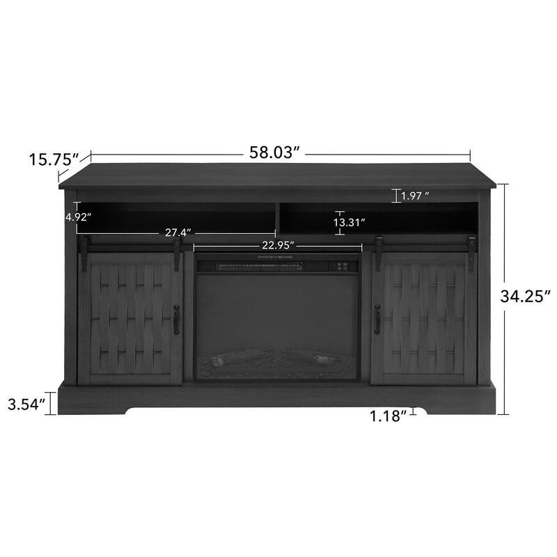 58-60" Fireplace TV Stand for 55-65" TVs w/ 18-23" Insert Farmhouse/Modern/Rustic Barn/Glass Doors Espresso/Grey/Brown/White Oak