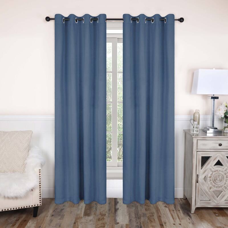 Superior Solid Machine Washable Room Darkening Grommet Blackout Curtains, Set of 2