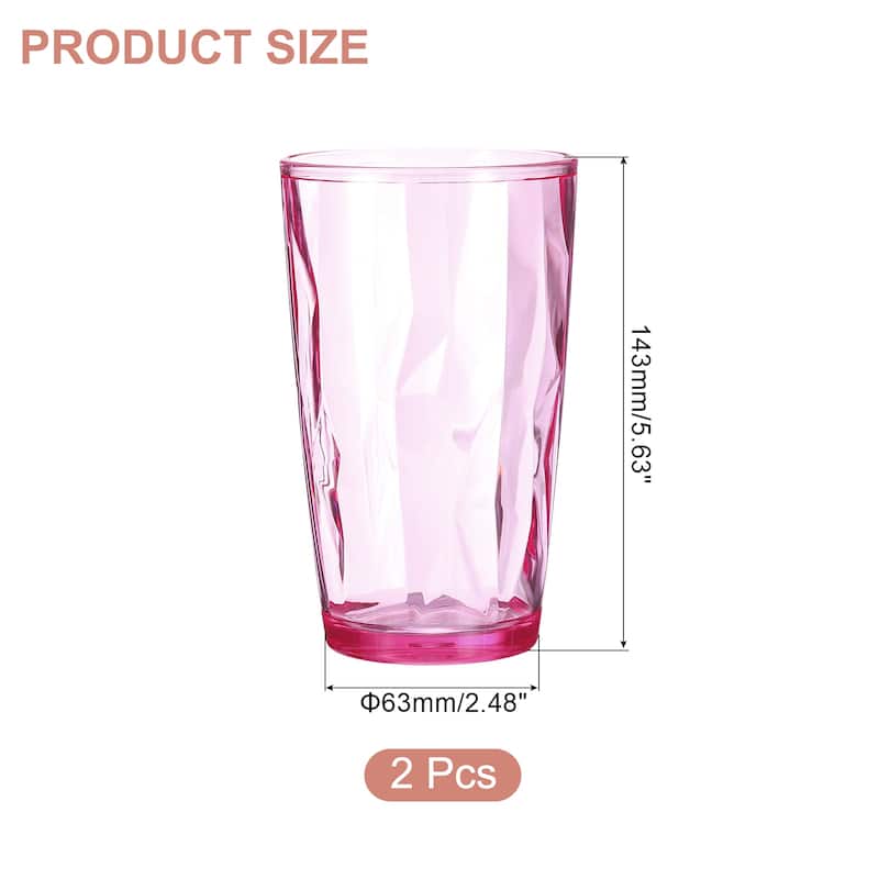 2Pcs Acrylic Drinking Glasses Plastic Reusable Tumblers - Pink - 17oz