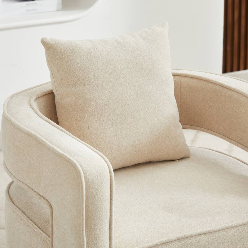 29"W Boucle Upholstered Swivel Armchair Single Sofa