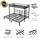 preview thumbnail 5 of 15, Industrial Modern Triple Twin Bunk Bed with Sturdy Metal and Safety Guardrail, Noise Reduced, No Box Spring Needed, Black