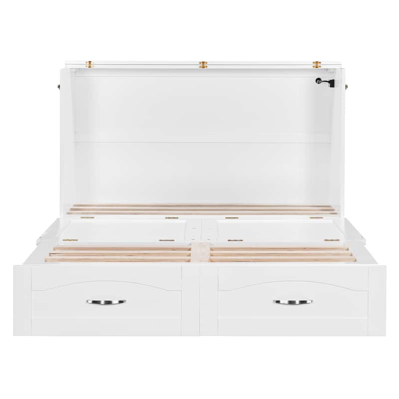 Roomfitters Full Size Storage Murphy Bed with Built-in Drawers and Foldable Design