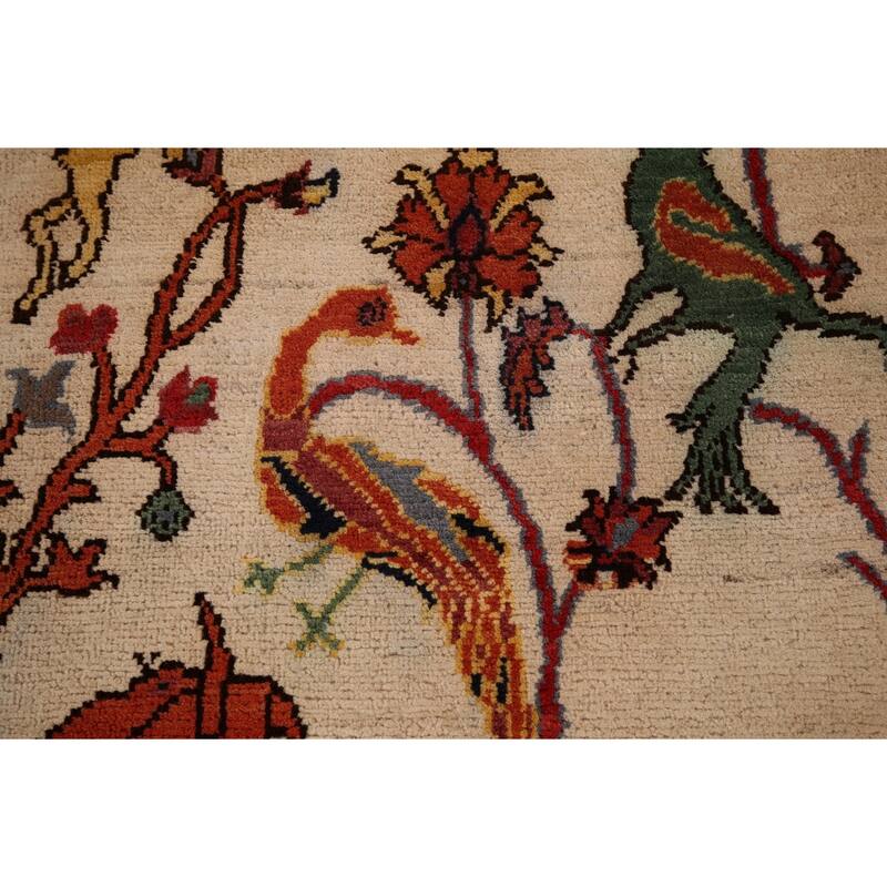 Animals Design Ziegler Oriental Accent Rug Hand-Knotted Wool Carpet - 2'0" x 2'10"