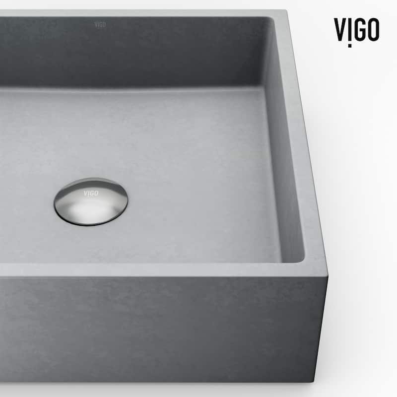 VIGO Coca 19"L x 15"W Concrete Vessel Sink and Cass 12"H Faucet Set