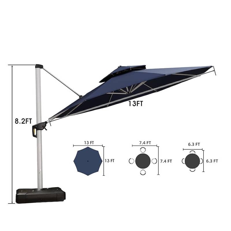 PURPLE LEAF 13 ft Round Offset Hanging Patio Umbrella