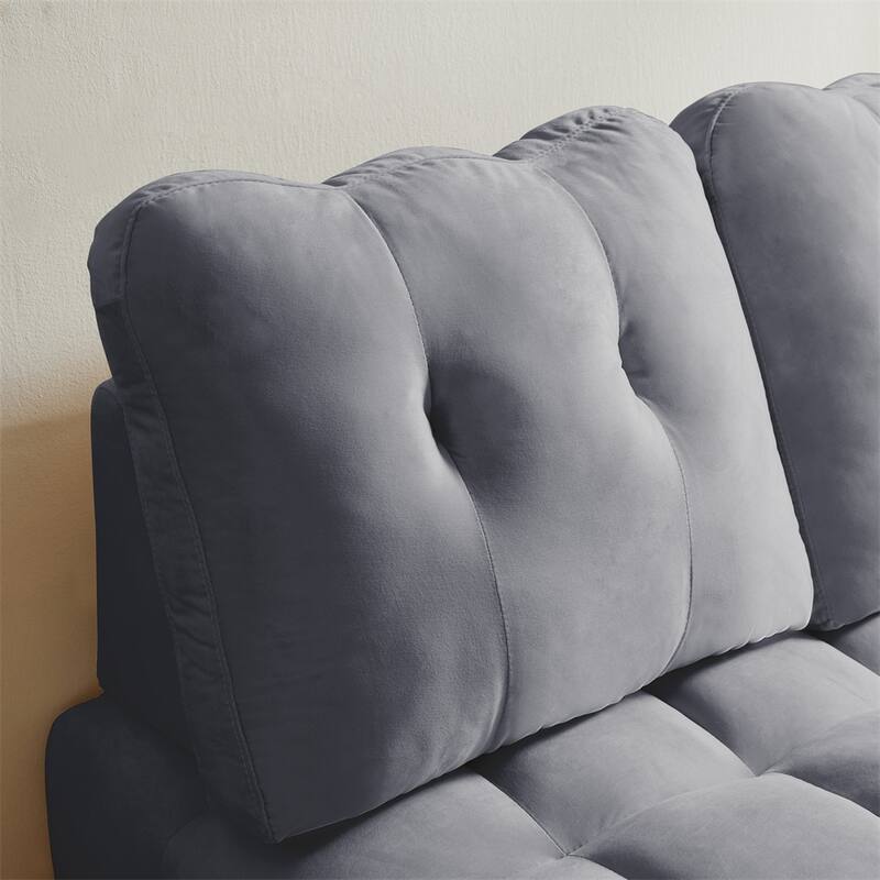 Velvet Pull Out Sofa with Removable Backrest,USB Port and Phone Stand
