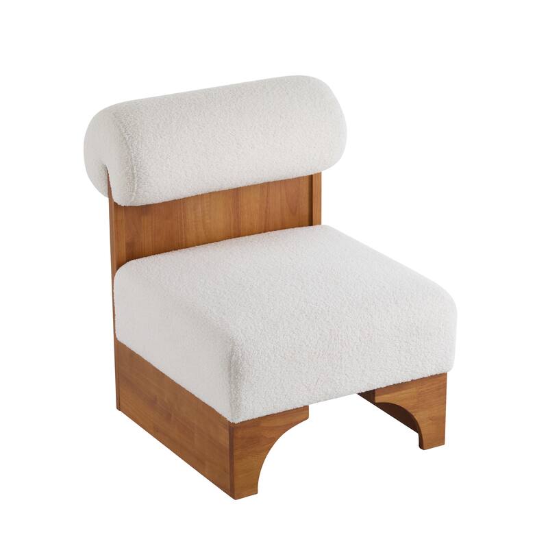 Boucle Lounge Chairs (Set of 2) with Solid Wood Frames, Rolled Backrests, and Ergonomic Design