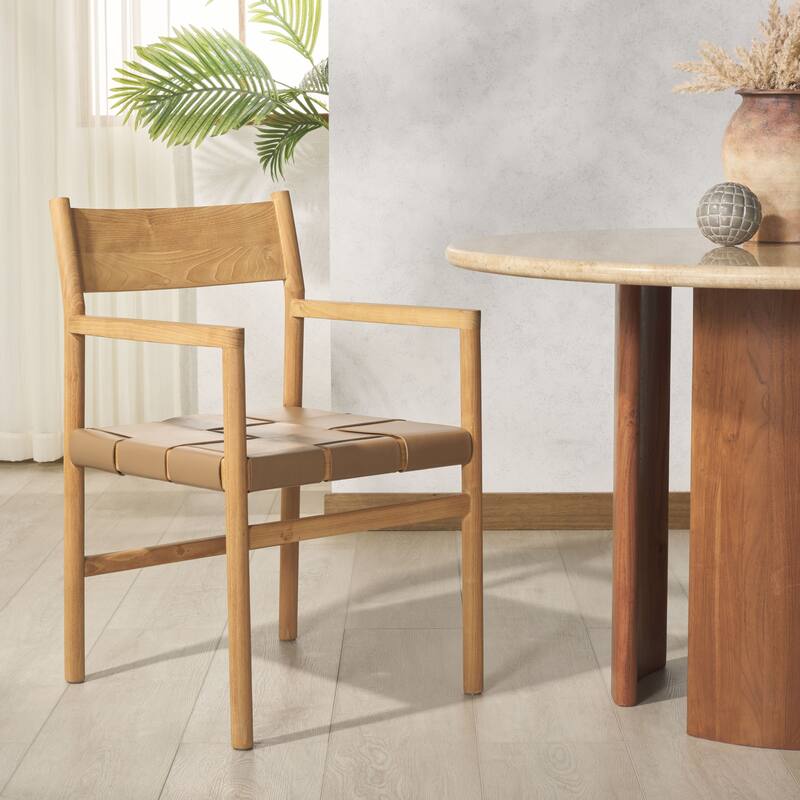 SAFAVIEH Couture Devnie Solid Wood Woven Dining Chair, Fully Assembled - 22"W x 23"D x 34"H