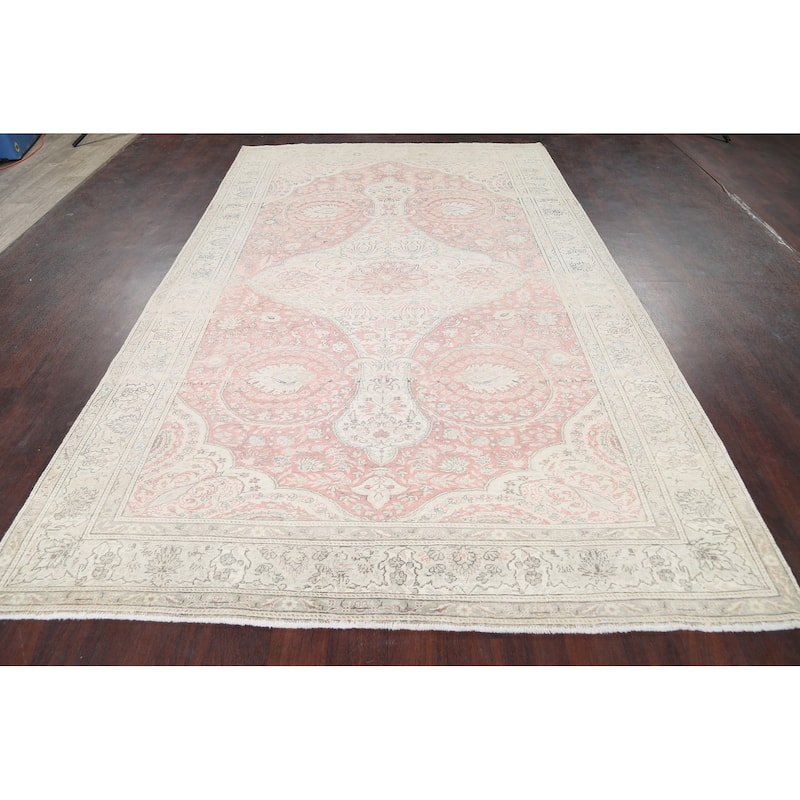 Vintage Muted Traditional Tabriz Persian Area Rug Wool Hand-knotted - 6'4" x 10'5"