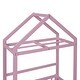 preview thumbnail 11 of 13, Pink Twin Size Wooden Floor Bed with Fence and Detachable Headboard for Kids