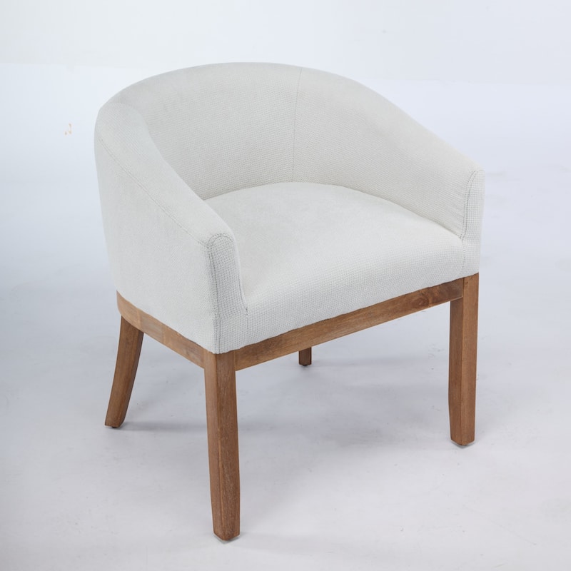 GDF Studio - Winslow Mid-Century Modern Barrel Dining Chair with Arms and Linen Upholstery