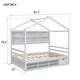 preview thumbnail 31 of 34, Modern Full House Kids Bed with Roof,Bedside Shelves,Ladder,Guardrail