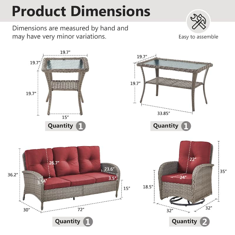 Gymojoy Outdoor Wicker Patio Furniture Sofa Chair Set Weather-Resistant