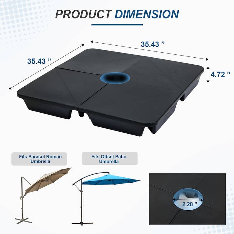 Aoodor 4-Piece Offset Cantilever Patio Umbrella Base Stand - N/A