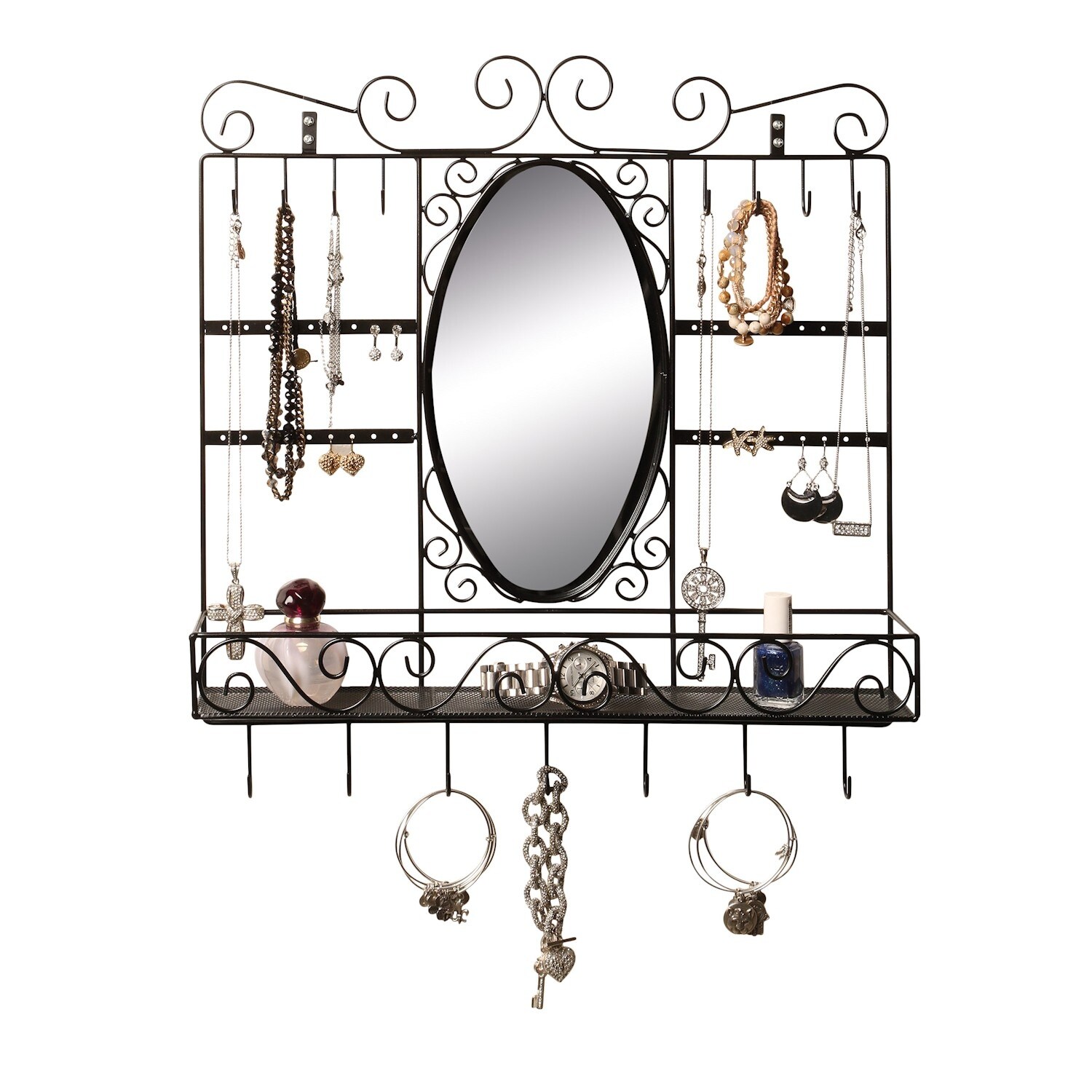 Shop Msr Mirrored Jewelry Organizer Black Wall Mounted Or Over