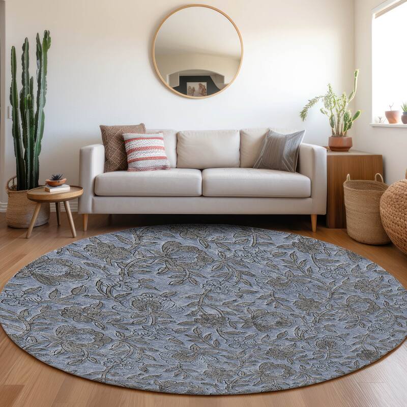 Machine Washable Indoor/ Outdoor Chantille Floral Rug