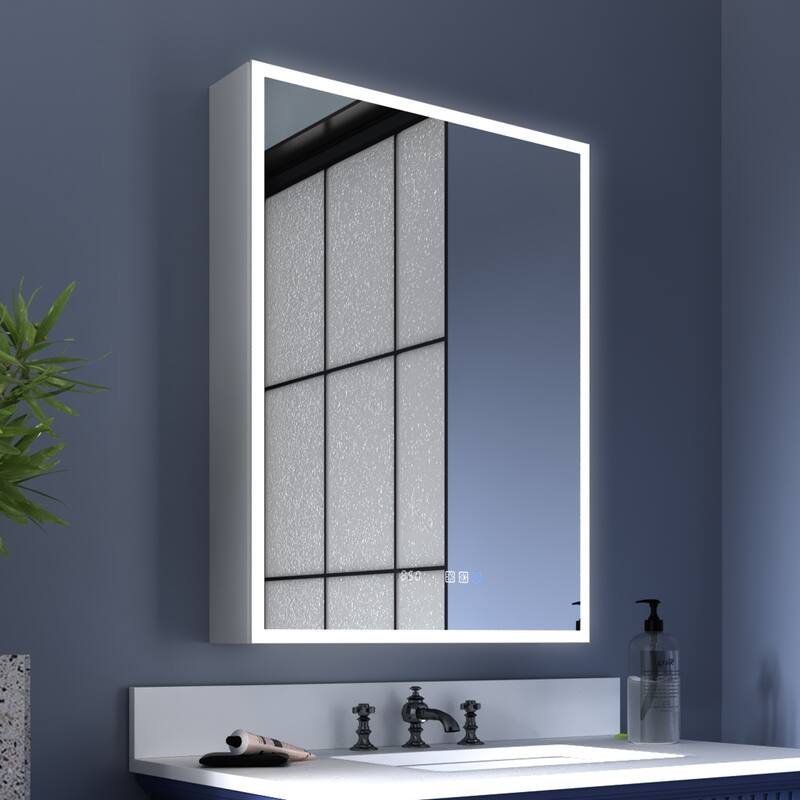 ExBrite 24" W x 32" H Led Lighted Medicine Cabinet Recessed or Surface with mirrors