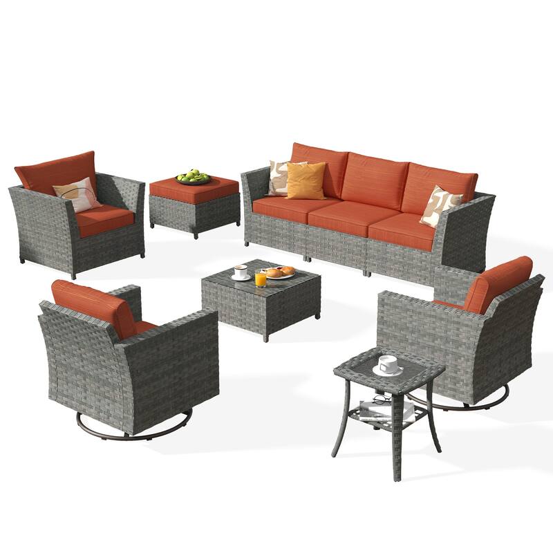 XIZZI 9-piece Patio Furniture Sectional Set with Swivel Rocking Chairs