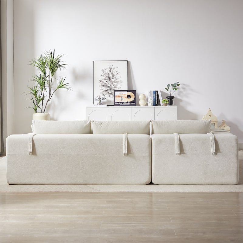 L Shaped Modular Sectional Sofa with Chaise Lounge, Oversized Chenille Upholstered Sofa, Deep Seat Sofa with 6 Pillows
