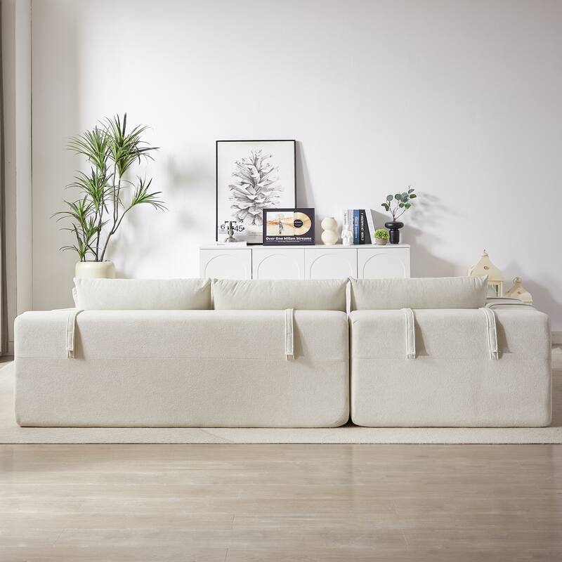 Modern Chenille Upholstered Sectional Sofa Couch Set,Modular L Shaped Sectional Living Room Sofa Set With 6 Pillows(Left Chaise)