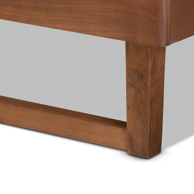 King Size Platform Bed - Modern Wood Bed Frame - Walnut Brown Finish - Bedroom Furniture