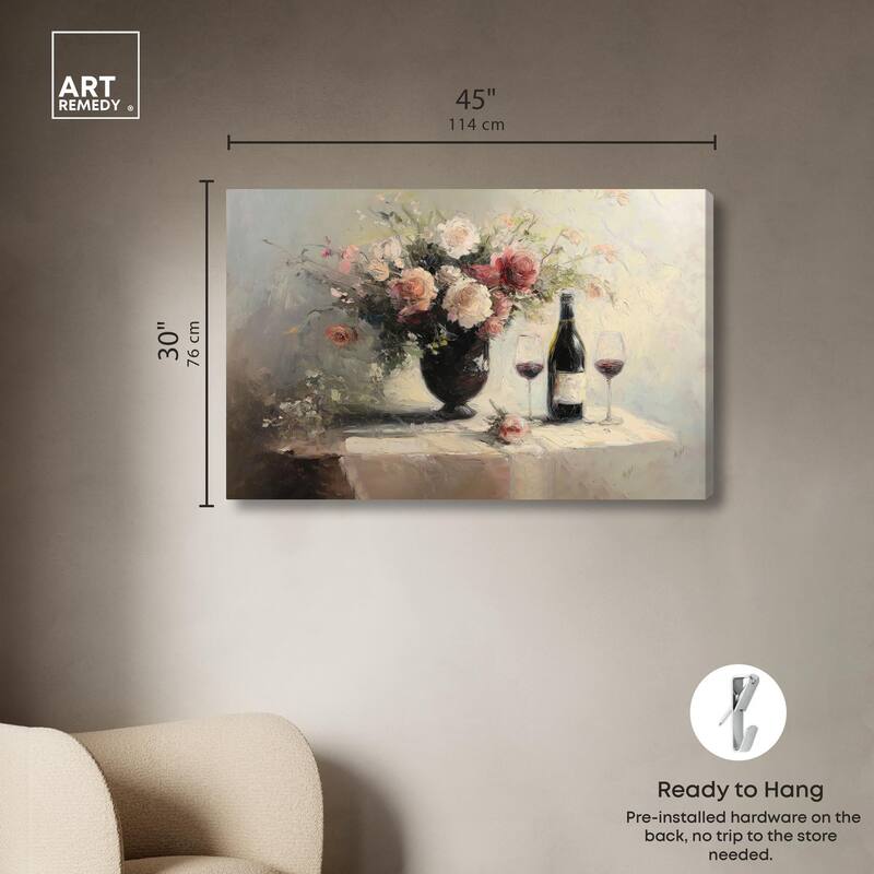 Roses and Red Wine Canvas by Art Remedy, Gallery Wrapped
