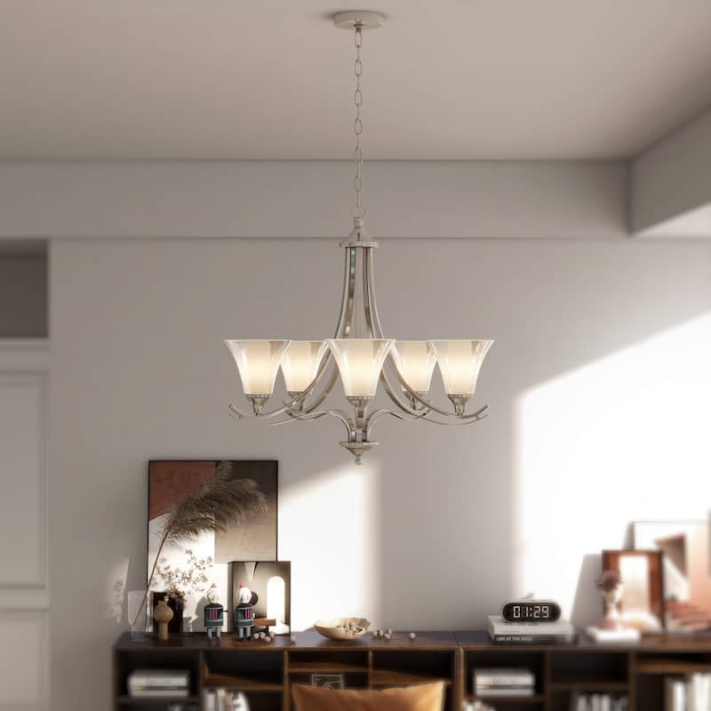 5-Light Adjustable Metal Chandelier - Silver