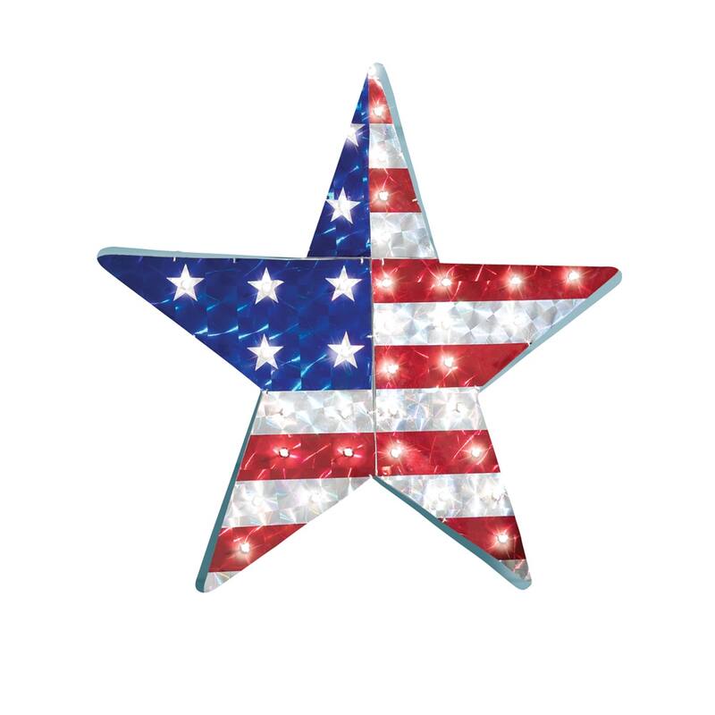 Patriotic Lighted Star Wall Decor - 24" x 23" x 2.25"