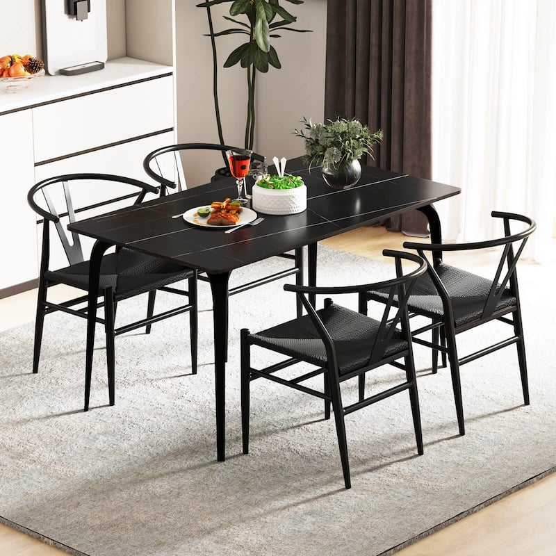 Costway Modern Dining Chair Set of 2/4 Weave Kitchen Armchairs with - See Details