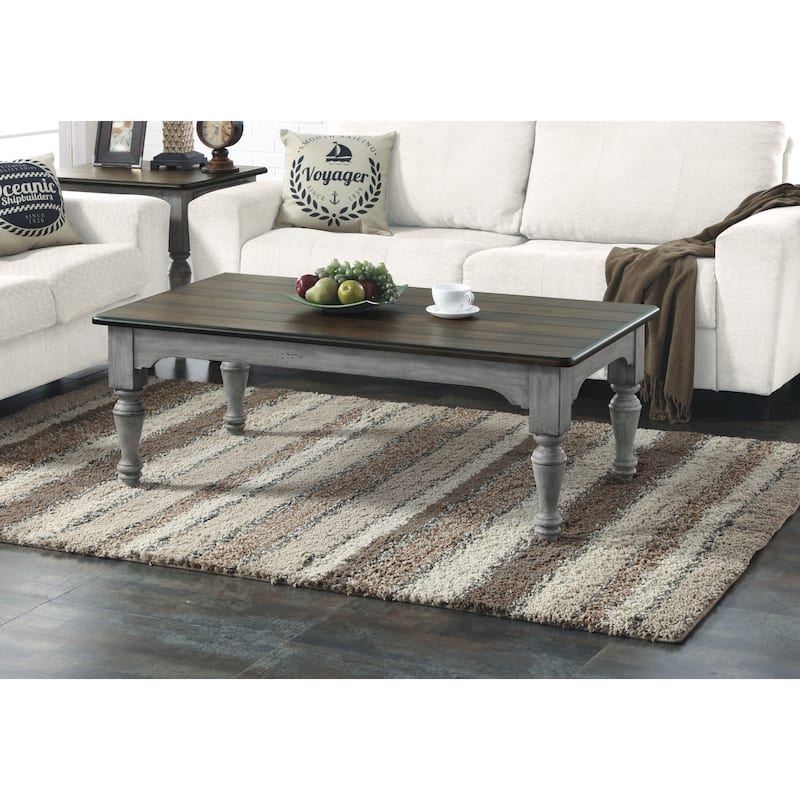 Plymouth Gray Wood Rectangular Coffee Table - 52" x 20" x 28"