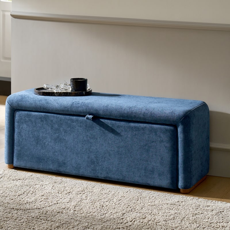 Gustavo Contemporary Storage Bench with Solid Wood Legs by HULALA HOME