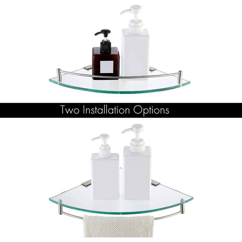 Wall Mount Bathroom Corner Triangle Glass Shelf