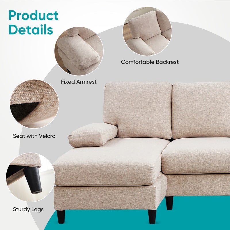 Mixoy 114inch U-Shaped Sectional Sofa,Living Room Modern Couch with Chaise,5-Seat Modular Sofa