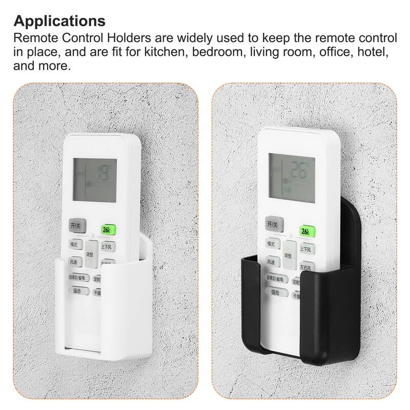 2pcs 1.8" Length Remote Control Holders with Double-Side Tape, Black
