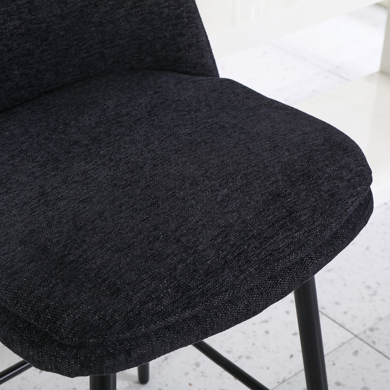 Counter Height Swivel Bar Stools Set of 2, 360°Swivel Upholstered Barstools with Back and Metal Legs, Counter Stools