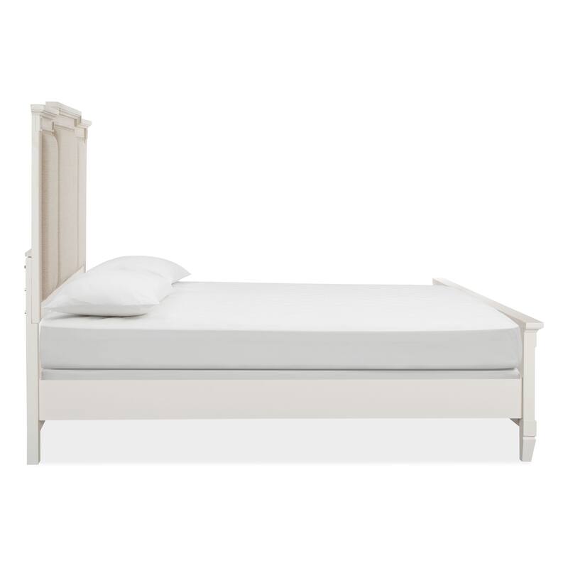 Magnussen Home Willowbrook Egg Shell White With Slight Rub Through Panel Upholstered Bed