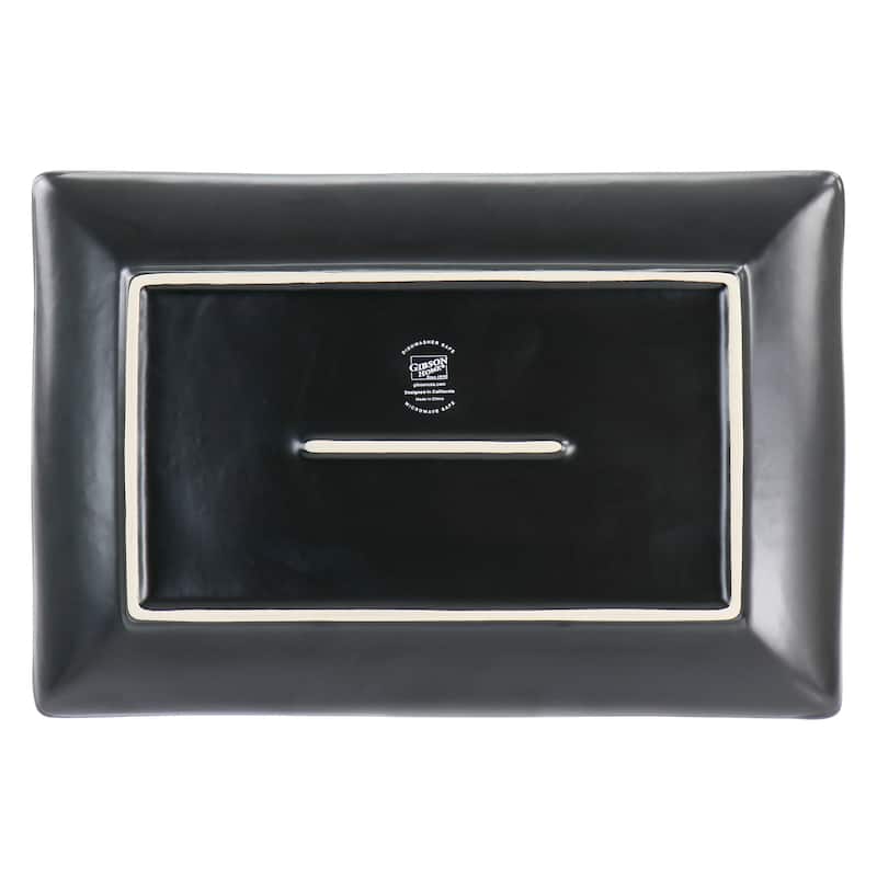 Gibson Home Urban Cafe 2 Pc 12 In Rectangle Stoneware Platter Set Grey - 12"x8.25"1.15"
