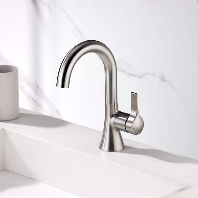 Luxier BSH11-S Single Handle Single Hole Bathroom Faucet with Drain