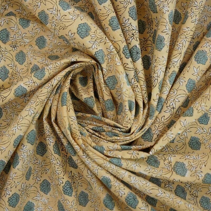 Fabdivine Handmade Block Print Flat Sheet or Bed Sheet Cotton Fabric Floral Home Decor