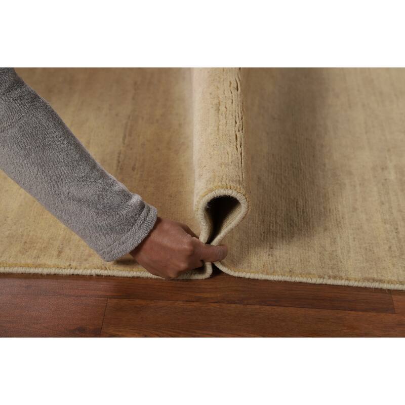 Beige Modern Gabbeh Oriental Runner Rug Handmade Wool Carpet - 2'9"x 8'1"