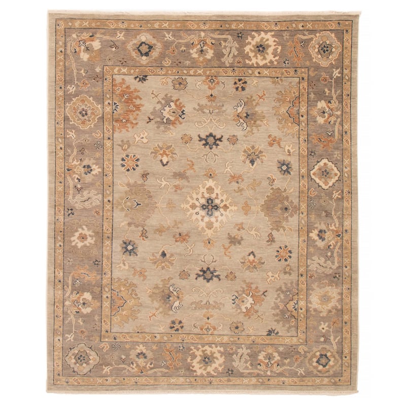 ECARPETGALLERY Hand-knotted Oushak Light Grey Wool Rug - 8'0 x 9'8 - Light Grey - 8'0 x 9'8