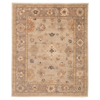 ECARPETGALLERY Hand-knotted Oushak Light Grey Wool Rug - 8'0 x 9'8
