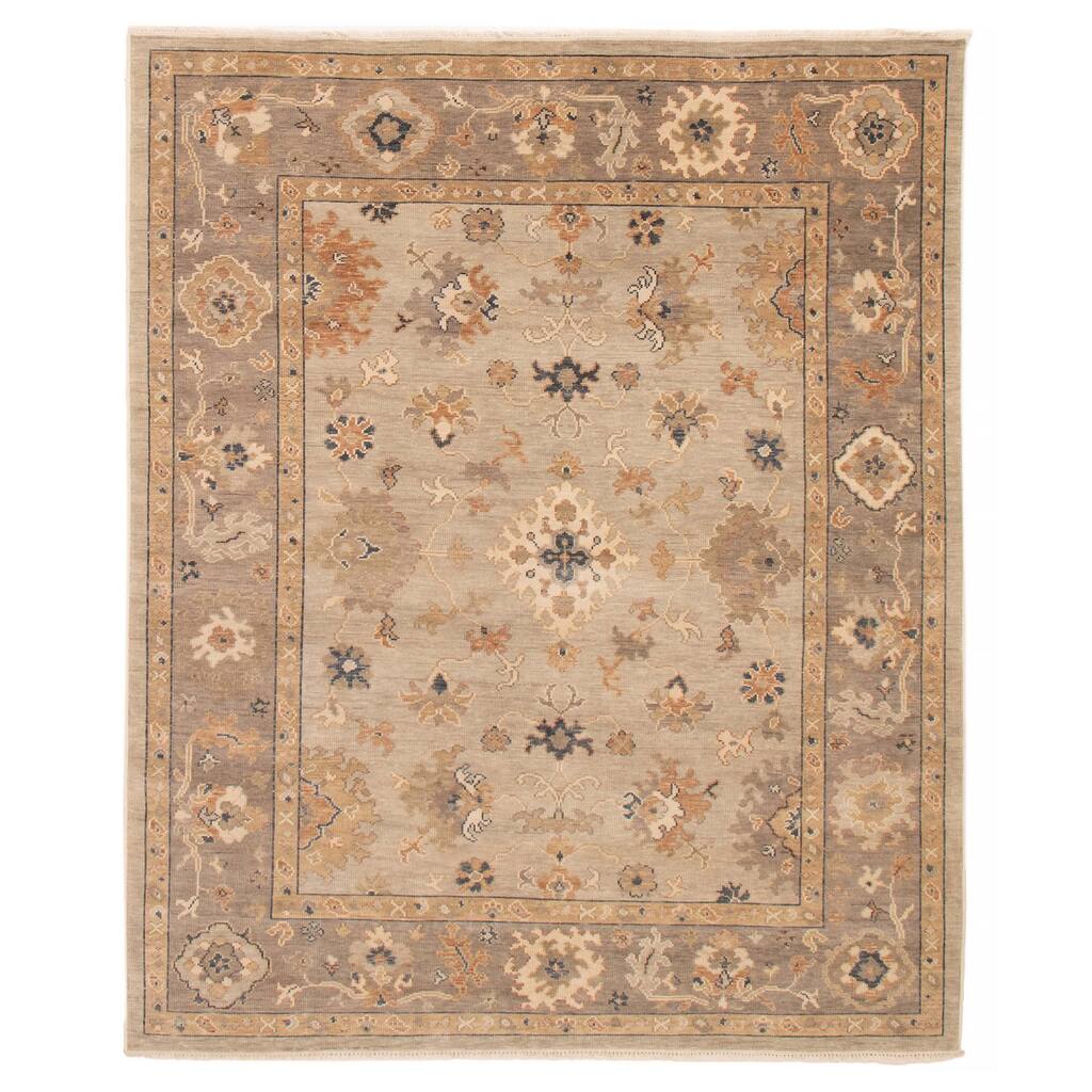 ECARPETGALLERY Hand-knotted Oushak Light Grey Wool Rug - 8'0 x 9'8